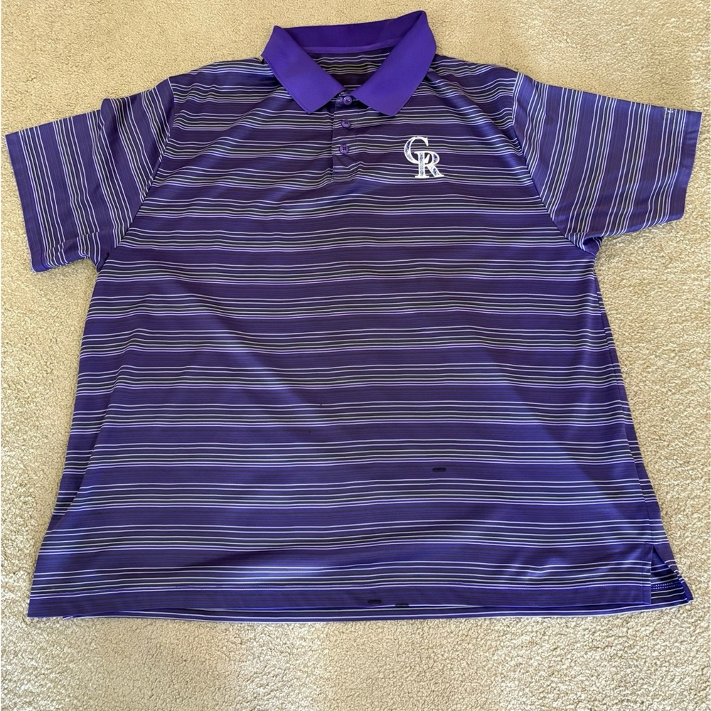 Purple Performance Polo with Striped Design